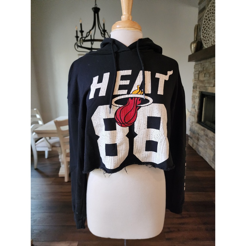 Miami‎ Heat Custom Cropped Hoodie NBA Basketball Ultra Game Black Women's Medium
